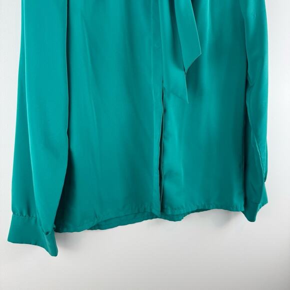 Vintage Pendleton Mock Tie Neck Elegant Teal Blouse with Bow Scarf ~ Sm/Md - Picture 3 of 11